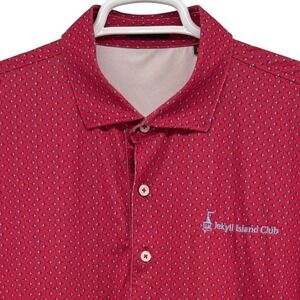 Turtleson XL Red Starburst Polo Shirt Jekyll Island Club Performance Stretch